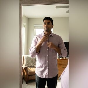 Men’s Non Iron Dress Shirt 17 Neck Pink Button Down Long Sleeve Career Shirt